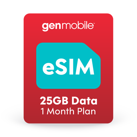 Gen Mobile 1 Month Plan - 25GB Data eSIM Kit