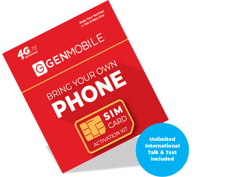 Unlimited International Talk & Text Plan - Gen Mobile SIM Card - Wireless Service, $25/mo