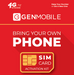 Unlimted Talk & Unlimited Text Plan - Gen Mobile SIM Card - Wireless Service, $10/mo